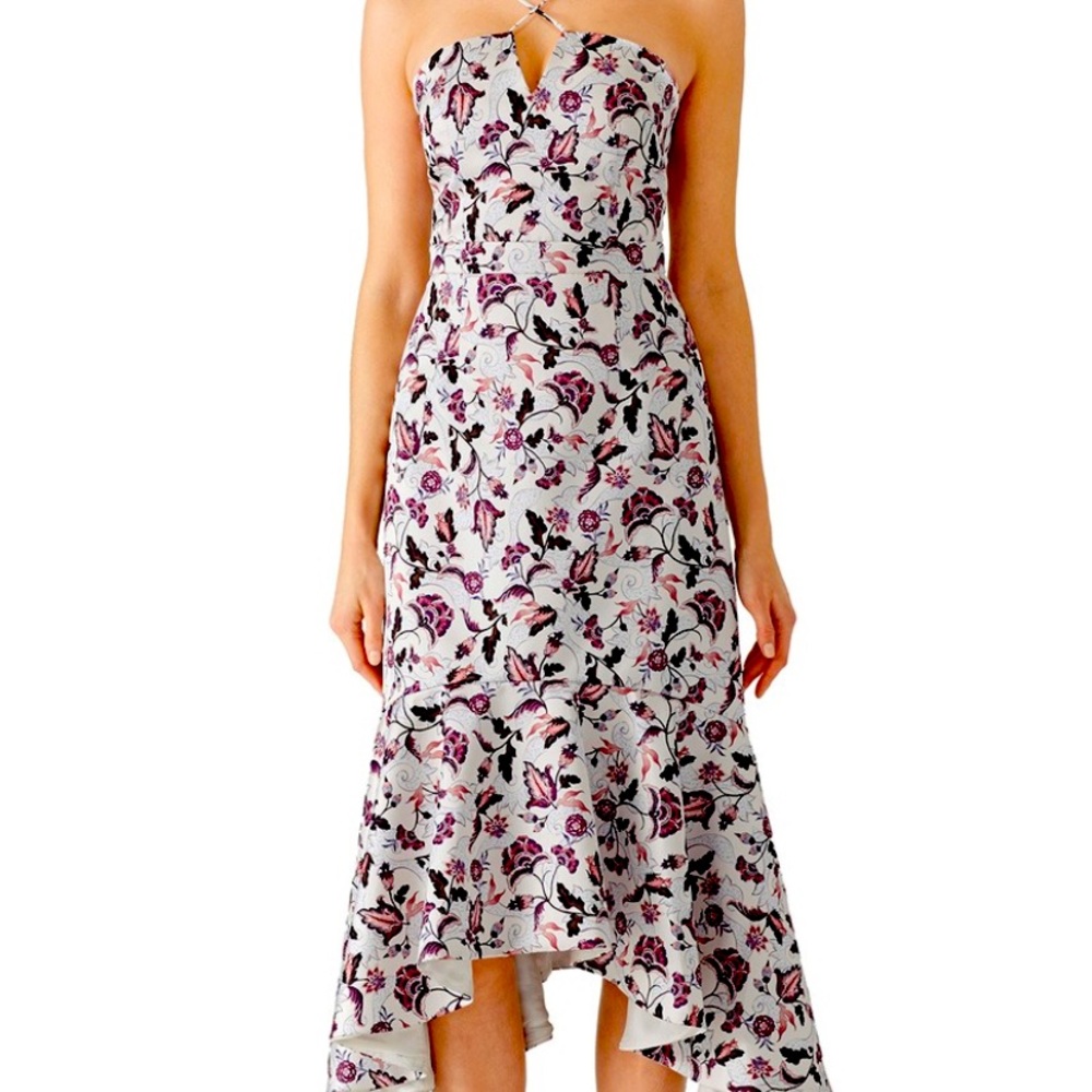 Satin floral midi dress size 4